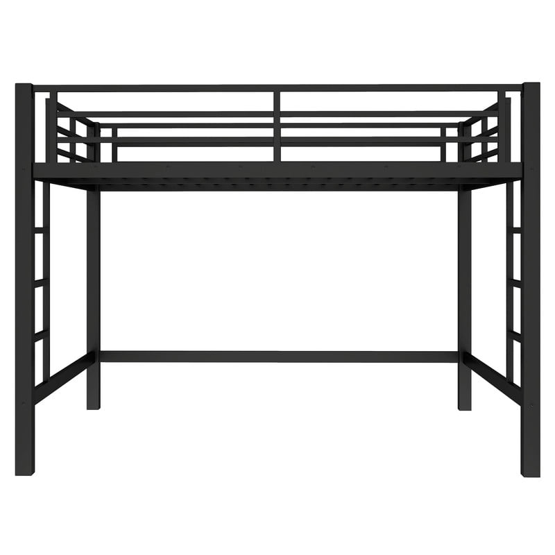 Bellemave Metal Queen Loft Bed, Heavy Duty Loft Bed Frame with 2 Build in Ladder and Full Length Guardrail, Loft Beds Queen Size with Large Under-Bed Space, Easy to Assemble-Black