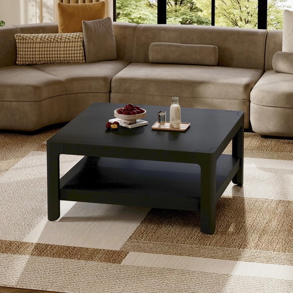 Christopher Knight Home 34.7" Modern Farmhouse Coffee Table with Soft Rounded Profile, Black