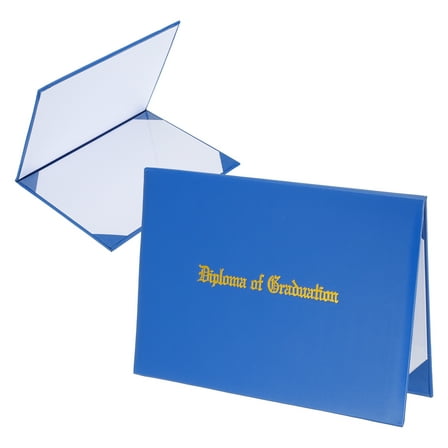 Uxcell Certificate Cover Holders, 2pcs Fits 8.5x11" Paper Graduation Diploma Leatherette Gold Foil Imprint Award Recognition, Blue