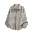 thumbnail image 1 of Ceisia Men's Oversized Vertical Stripe Long Sleeve Turndown Collar Casual Shirt Gifts, 1 of 9