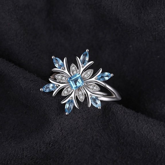 Wholesale Ladies Fashion Snowflake Flower Ring Engagement Jewelry Accessories Ring