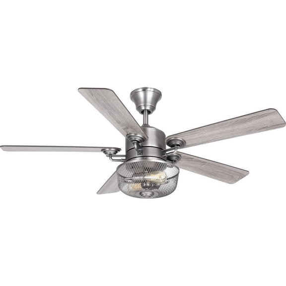Progress Lighting Greer 5-Light Ceiling Fan, Antique Nickel, Wire Meshed Shade