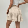 thumbnail image 4 of Dvprdro Flowy Skirts for Women Casual Boho Ruffle Tiered High Waist Mini Skirts Tennis Beach Shorts Mini Skirts Beige Sizes M, 4 of 5