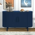 thumbnail image 6 of Blue Accent Storage Cabinet, Curved Sideboard Cabinet, Atumon Storage Cabinet with 4 Doors and Adjustable Shelves, Modern Buffet Sideboard, Wood Cabinet Furniture for Entryway Hallway Living Room, 6 of 10