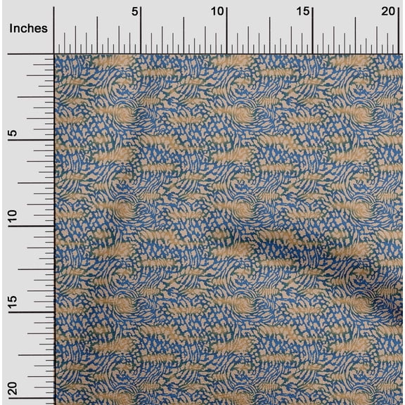 oneOone Polyester Spandex Medium Blue Fabric Animal Skin Sewing Material Print Fabric By The Yard 56 Inch Wide-G39