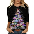 thumbnail image 2 of ‌FDGIU Funny Christmas Shirts for Women - Cute Xmas Tree Print 3/4 Sleeve Blouses, Holiday Tops with Crew Neck, Funny Christmas Tops, 2 of 5