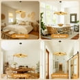thumbnail image 7 of Bamboo Pendant Light Fixture, 24 Inch Flower Handwoven Rattan Lampshade 5”-34.5” Adjustable Height Hanging Lights, Boho Chandelier Ceiling Hanging Lamp for Living Room Kitchen Bedroom(Not Bulb), 7 of 7