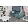 thumbnail image 2 of Modern Flat Armrest Living Room Sofa Teal Three Seat Sofa With Two Throw Pillows 81136, 2 of 9