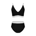 thumbnail image 2 of Bikini Sale Women Women White Trim Bikini Set V Neck Tank Swimsuits Cropped Bikini Swimsuit Dressy Summer Swimsuit, 2 of 5