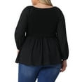 thumbnail image 3 of Blusa de Chiffon para Mujer Agnes Orinda Talla Grande con Cuello Redondo, Manga Larga y Peplum, 3X Negra, 3 of 6