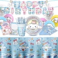 thumbnail image 2 of Lindo Sanrio Cinnamoroll Tema Fiesta De Cumpleaños Decoraciones Rosa Azul Dibujos Animados Perro Mantel Desechable Vajilla Conjunto Niña Regalo Bebé Ducha Juguetes, 2 of 4