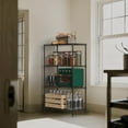 thumbnail image 2 of M MZG 1000 lbs 4Tier Shelf Metal Storage Shelves Wire Rack Closet Organizers with Wheel for Garage Kitchen Bathroom Laundry Black 13.7" D x 23.6" W x 53.4" H Visit the M MZG Store, 2 of 7