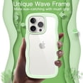 thumbnail image 3 of JETech Cute Case for iPhone 15 Pro Max 6.7-Inch, Wave Frame Curly Shape Shockproof Phone Cover for Women and Girls, Clear Hard PC Back (Green), 3 of 7