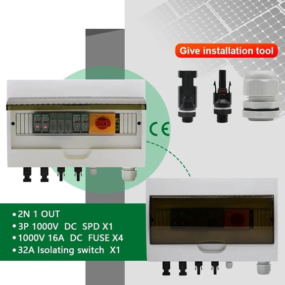 Pv Combiner Box 32A 2 String 550V Dc Circuit Breaker for Solar Panel Ip65 1000V