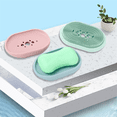 thumbnail image 3 of Juego de 3 piezas de estropajo corporal de silicona y jabonera, versátil, bandeja para guardar jabón, cepillo exfoliante para ducha y baño, 3 of 7