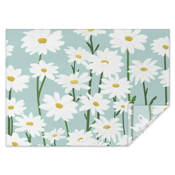 Cute Daisy Floral Tablecloth,Oil Proof Spill Proof Polyester Table Cover for Rectangle Tables,Foldable Tablecloths Fitted Tablecloths for Dining Room Camping Indoor Outdoor
