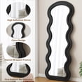 thumbnail image 3 of Black Flannel Wavy Full-Length Floor Mirror, for Bedroom & Living Room, Wall-Mounted or Leaning Design, 3 of 8
