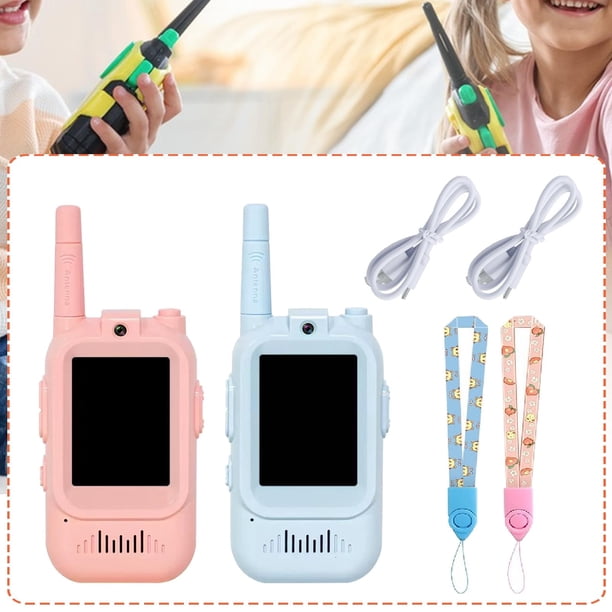 Walkie-talkie con vídeo para niños, paquete de 2, recargable, con dibujos animados, regalo de cumpleaños, radio bidireccional, juguetes para viajes,