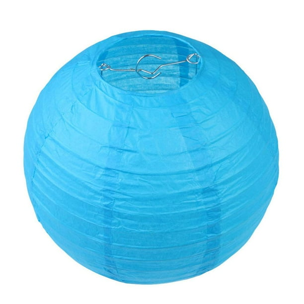 Linterna de papel china redonda de 10 pulgadas, lámpara de bola de papel DIY, decoración de fiesta (azul) Likrtyny Para estrenar