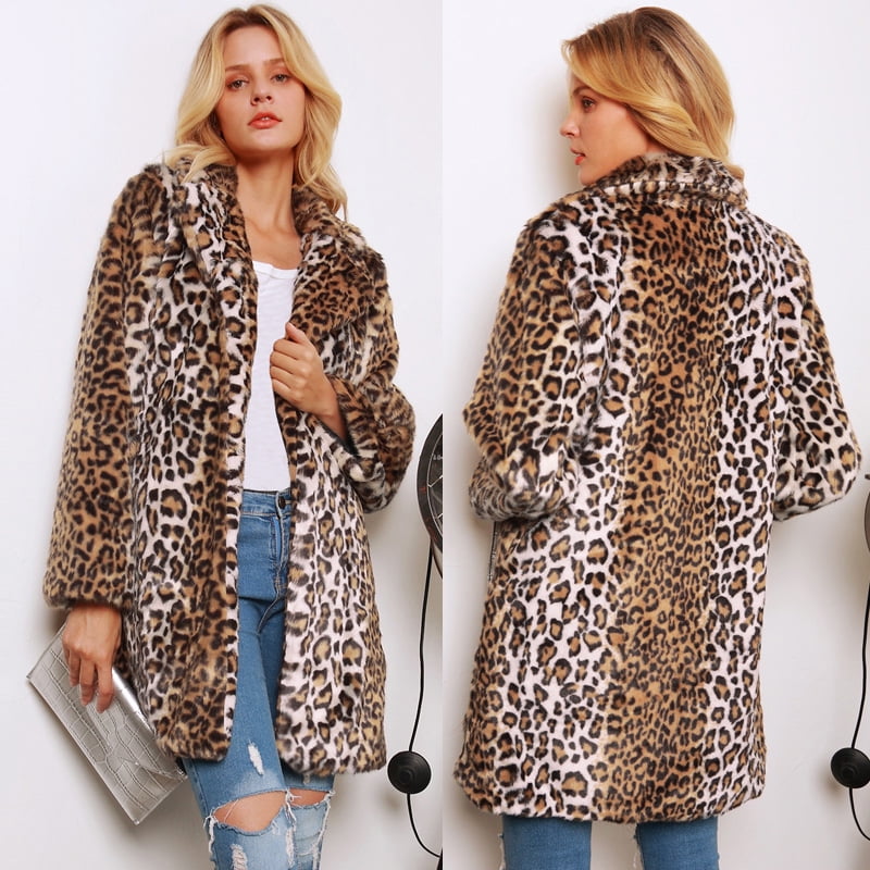 fluffy leopard print coat