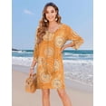 thumbnail image 5 of Zeagoo Vocation Women Casual Summer Dress Boho V Neck Long Sleeve Short Babydoll Floral Print Flowy Beach Dresses, 5 of 6