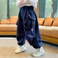 thumbnail image 2 of Xijirk Boys Sweatpants,Kids Personality Casual Cargo Pants Solid Color Loose Sweatpants Trousers for Sports Activewear Fashion Playwear,Boys Pants,02 Navy,11-12 Years, 2 of 8