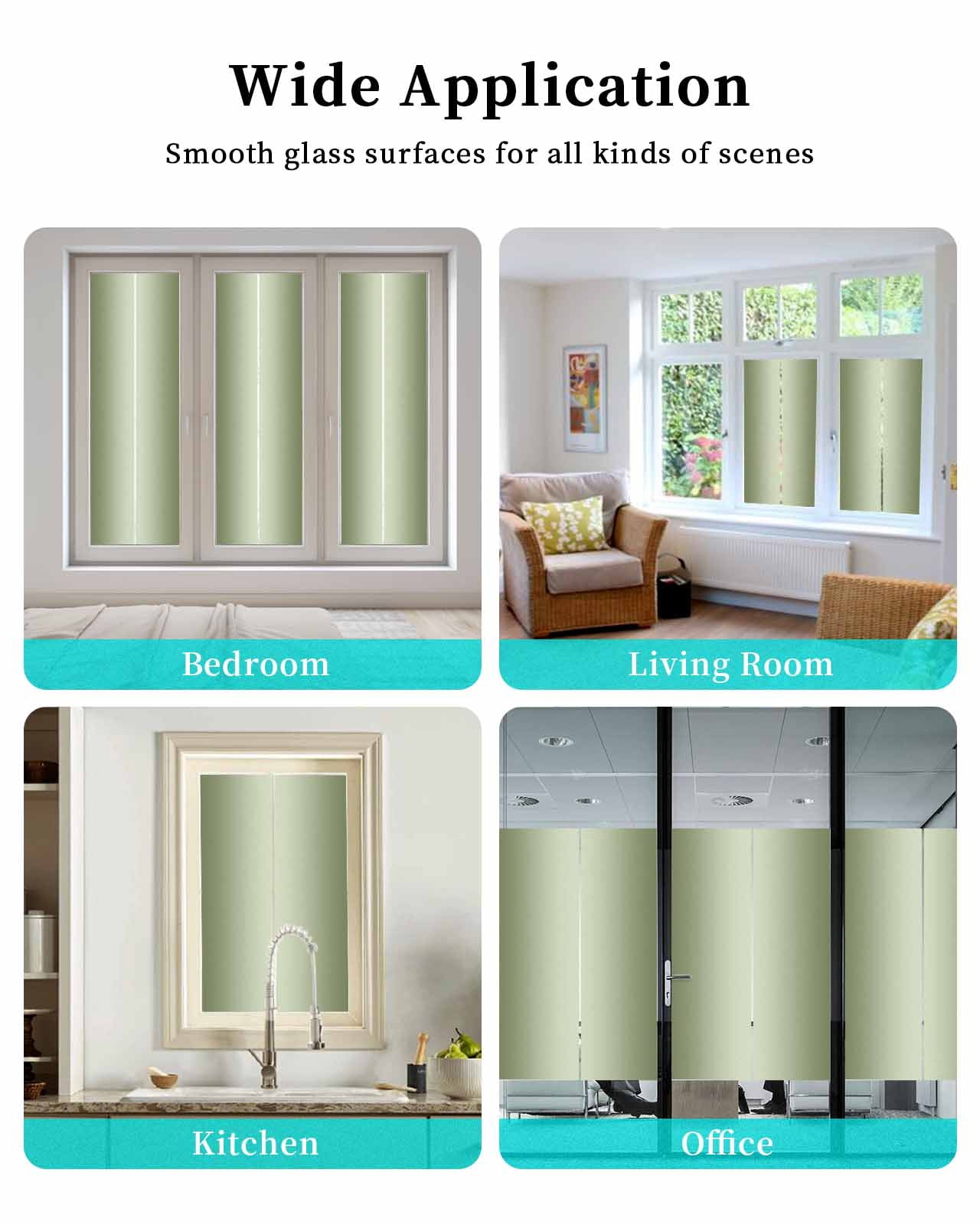 Window Privacy Film,Sage Green Ombre UV Sun Blocking Window Tint Film Heat Control One Way Blackout Window Film,Modern Abstract Gradient Color Art Non Adhesive Static Cling Window Sticker 23.6x59 In