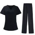 thumbnail image 7 of MLQIDK Womens Scrubs Plus Size Scrubs Stretchy V Neck Scrub Pants and Tops Medical Scrubs Nurse Uniforms Scrubs for Tall Women Black XL, 7 of 7