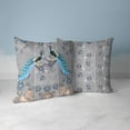 thumbnail image 4 of Enchanted Peacock Faux Suede Throw Fabric Pillow in Gray 18x18, 4 of 5