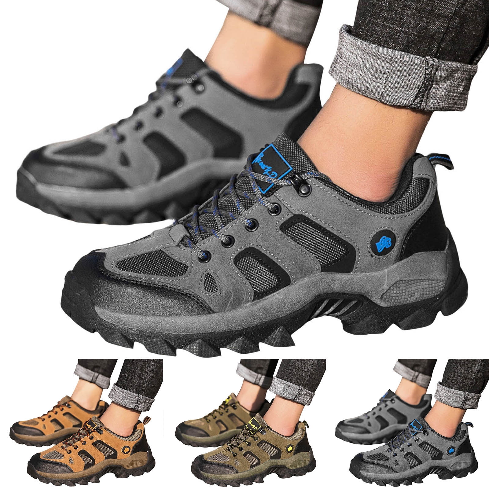 kamemir Men's Low Height Breathable Hiking Shoes(Green,9.5)