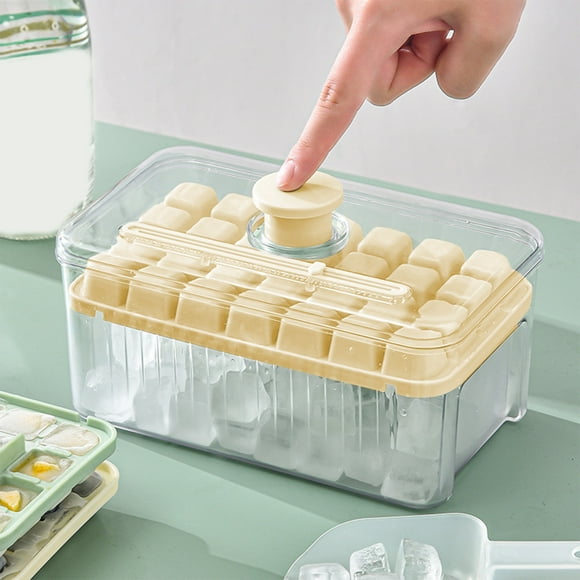 Ice Trays, Ice Cubes Tray With Lid And Bin,28 Pcs Square Ice Cubes Molds With Ice,Easy Release & Save Space, Ice Cubes Storage Container Set