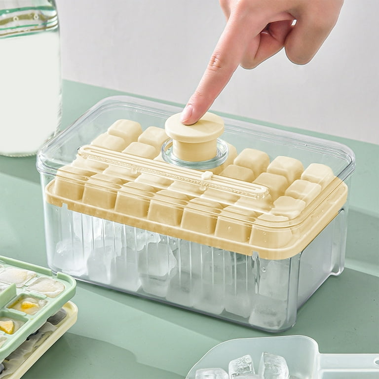 ilicone Ice Cube Tray with Lid and Bin for Freezer, 56 Nugget Ice