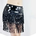 thumbnail image 5 of QATAINLAV Belly Dance Costumes for Women Sequins Tassel Hip Scarf Mini Skirt Fashion Party Club Outfits Black, 5 of 6