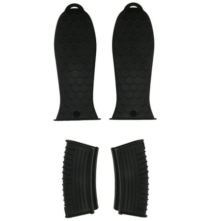 

Pot Holders 4 Pack Silicone Hot Handle Holders Cover Cast Iron Skillet Handle Cover Pot Handle Holder Sleeve Heat Resistant -Black