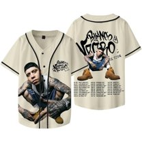 Santa Fe Klan Blanco y Negro Tour Merch 2024 Baseball Jersey Shirt V-Neck Short Sleeve Streetwear Clothes