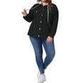 thumbnail image 2 of Agnes Orinda Women's Plus Size Denim Jacket Layered Drawstring Detachable Hoodie with Pockets Jean Jackets 2X Black, 2 of 6