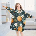 thumbnail image 5 of FORMRS Wearable Blanket Hoodie with Sleeves for Kids Cozy Flannel Sweatshirt, Green Oranges, 5 of 7