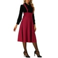 thumbnail image 4 of MODA NOVA Juniors High Waist Brace Skirts Lace Up Swing Midi Suspender Skirt, 4 of 4