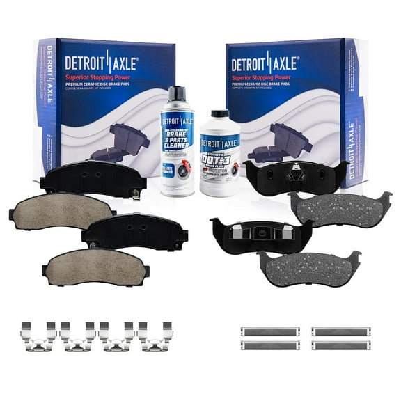 Detroit Axle - Brake Pads for 2002-2005 Ford Explorer Mercury Mountaineer 2003 2004 Ceramic Brake Pads w/ Hardware Front & Rear Replacement