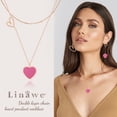 thumbnail image 3 of Linawe Hot Pink Heart Choker Layered Necklaces for Women Trendy, Rose Gold Stainless Steel Heart Pendant Necklace, Heart Chain Stacked Necklaces, Y2K Preppy Cute Lover Jewelry, 3 of 7