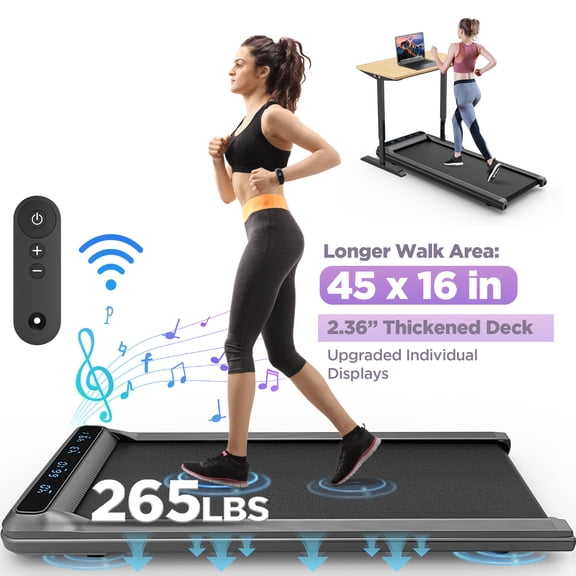 2.5HP Treadmill Walking Pad, 2-in-1 Portable Electric Exercise Treadmill, Under Desk Treadmill with Remote Control, 265LB Capacity, HiFi Bluetooth Speaker, 0.5-4Mph Speed, for Home & Office