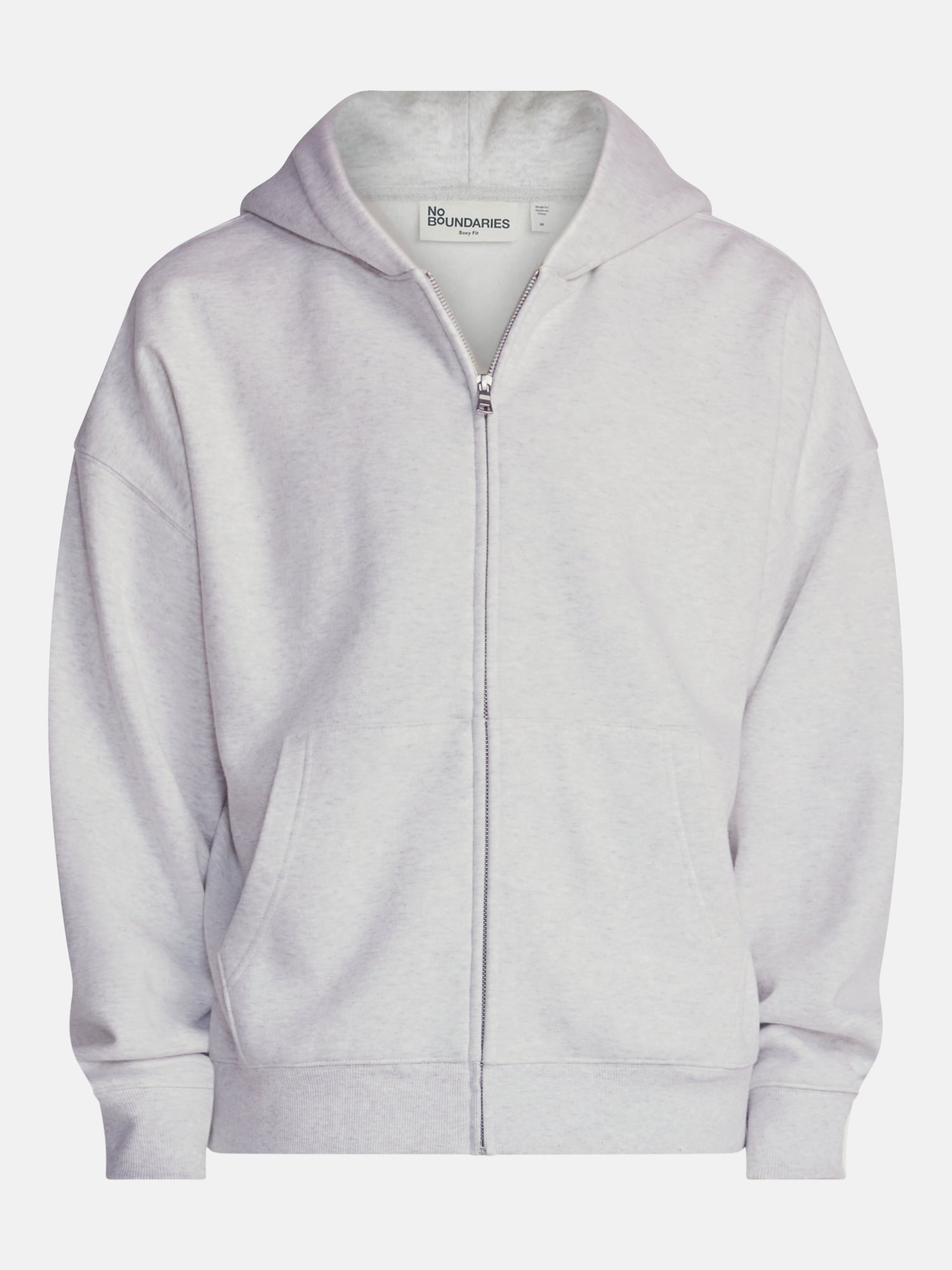 No Boundaries Boxy Fit Heavyweight Fleece Full Zip Hoodie Sweatshirt, Men's Sizes XS-3XL