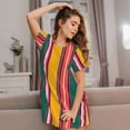 thumbnail image 3 of Fuzoiu Vertical Stripes Print Women Nightgowns, Soft Comfy Lightweight Short Sleeves Sleepwear,Crew Neck Loungewear, 3 of 6
