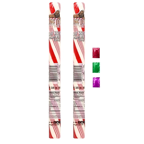King Leo Giant Peppermint Stick 3.5 oz 2 Pack, Classic Christmas Hard Candy Jumbo Red and White, Stocking Stuffers Holiday Gifts Hot Chocolate Party Favors w/ Bonus Snoep in Beperkte Oplage