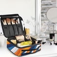 thumbnail image 5 of FORMRS Travel Makeup Bag Large Capacity Train Case Cosmetic Organizer with Adjustable Dividers, Orange Abstract Wavy, 5 of 8