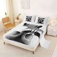thumbnail image 2 of Castle Fairy Praying Raccoon Queen Sheets 4 Pieces for Boys,Minimalist Plain Queen Sheet Sets,Black White Gray,1 Fitted Sheet, 1 Flat Sheet and 2 Pillowcases, 2 of 6