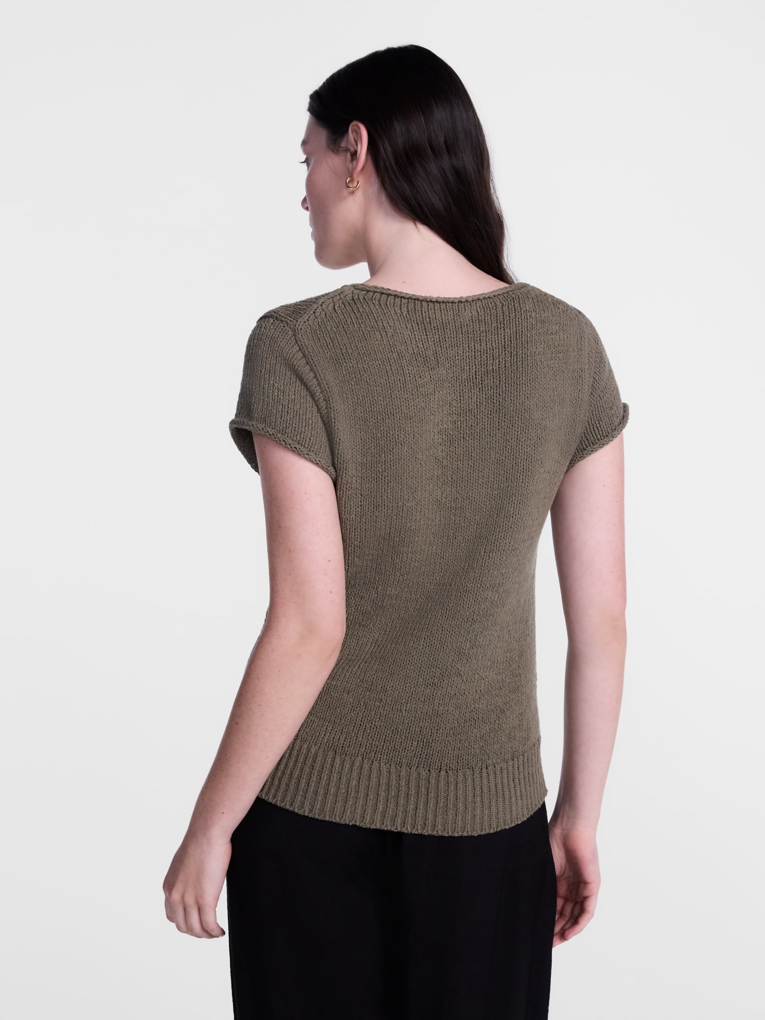 Scenario Women's and Women's Plus Pullover Rollneck Lightweight Sweater with Short Sleeves, Sizes XS-4X
