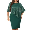 thumbnail image 3 of QATAINLAV Plus Size Sequins Wedding Guest Dress for Women Irregular Hem Patchwork Midi Dresses Cocktail Party Bodycon Pencil Dress, Green, XXXXL, 3 of 5