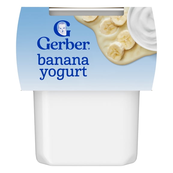 Gerber Yogurt Blends Stage 3 Baby Snacks Banana, 4 oz Tubs (Pack of 2)