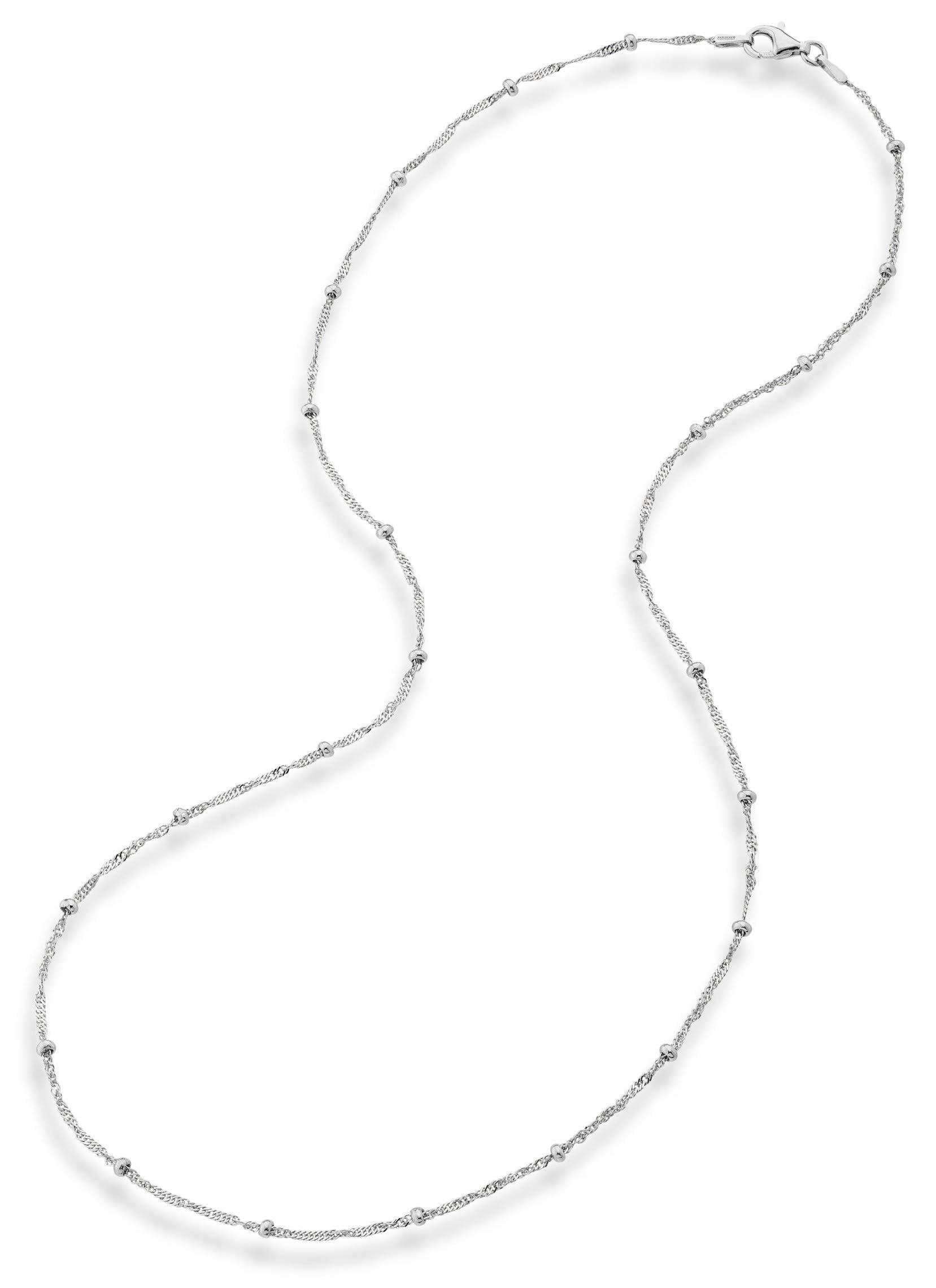 Miabella Italian 925 Sterling Silver Singapore Bead Chain Station Necklace for Women, Made in Italy (24 Inch)